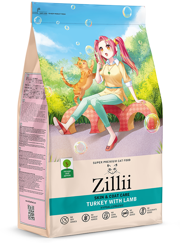 Корм ZILLII для взрослых кошек. поддержка здоровья кожи и шерсти ...